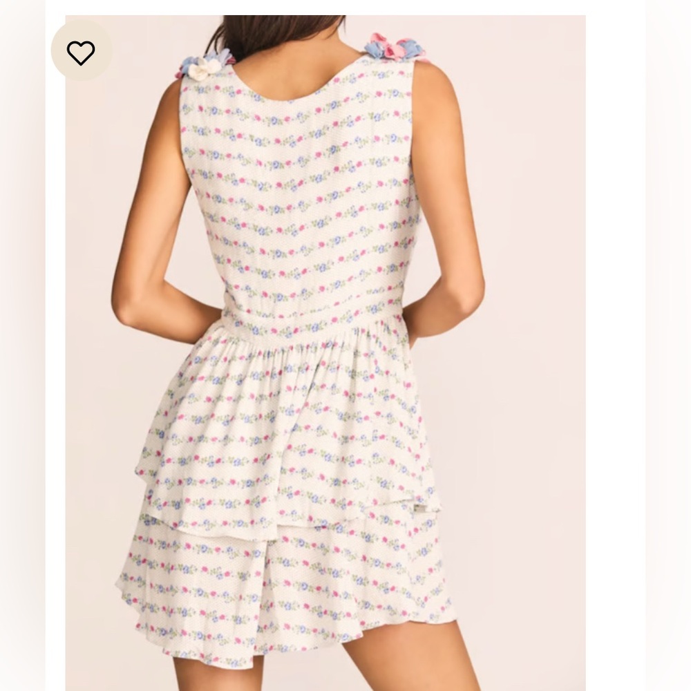 SOLD NWT LoveShackFancy White Floral Dress with Pink and Blue Accents - Picture 6 of 6